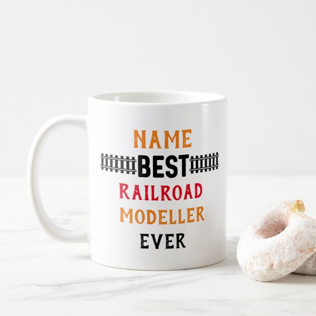 Caneca De Café Melhor Modelador De Estrada De Ferro Nunca (Texto  (Com Donut)