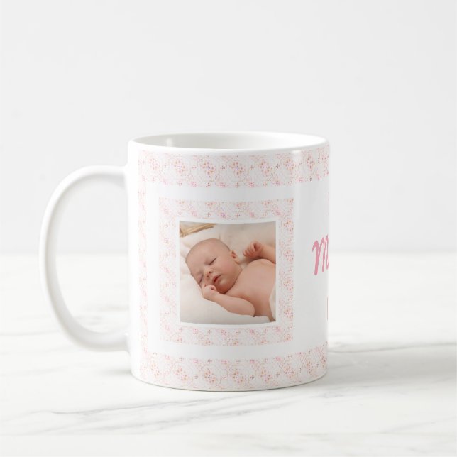 Caneca De Café Melhor múmia do Dia da Mãe com Padrões Rosa Person (Esquerda)
