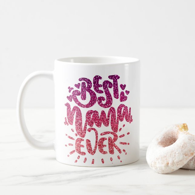 CANECA DE CAFÉ MELHOR NANA NUNCA GLITTER PERSONALIZADO (Com Donut)