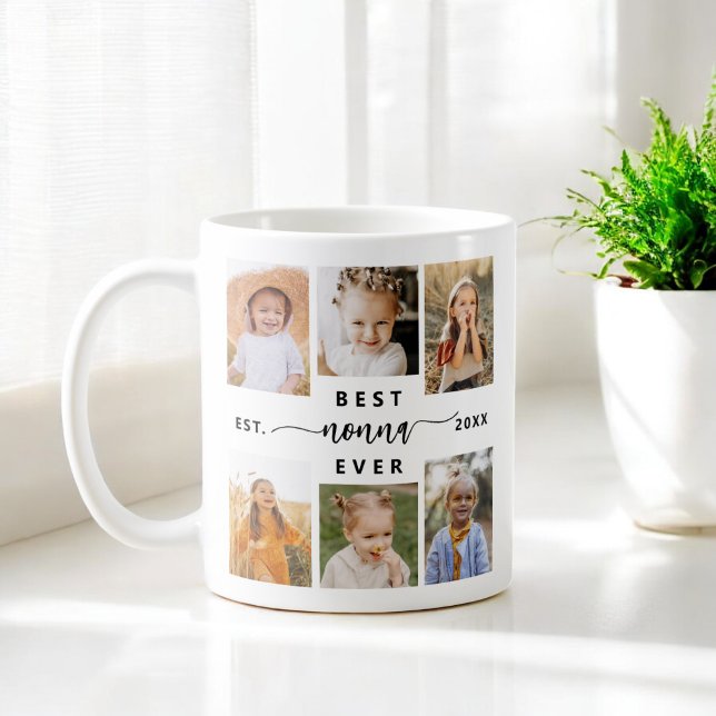 Caneca De Café Melhor Não Nunca - Colagem de Fotos para Netos (Criador carregado)