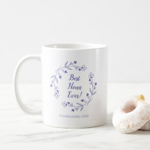 Caneca De Café Melhor Nona de Todos os Tempos Coroa Floral Ano Az