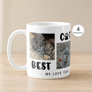 Caneca De Café MELHOR PAI CAT EVENTUALMENTE Foto Collage Paw Prin