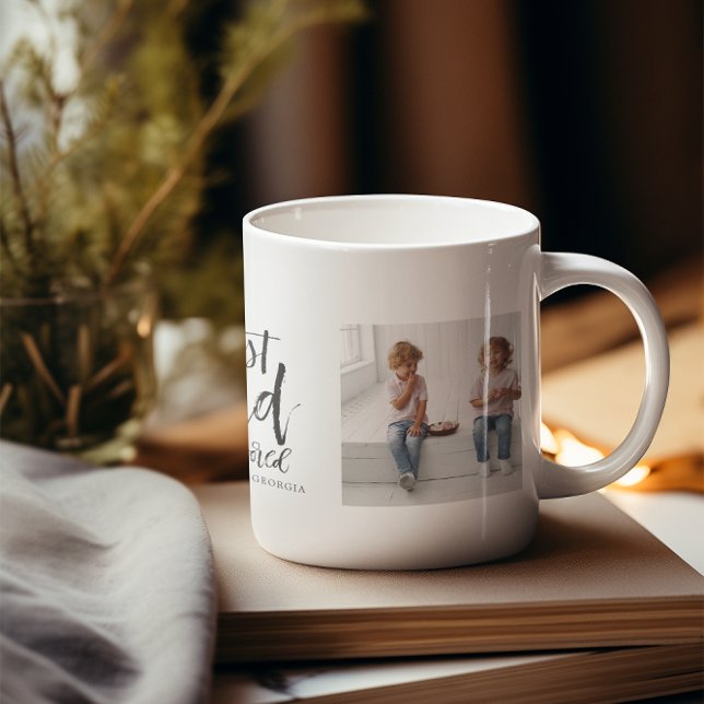 Caneca De Café Melhor Pai | Colagem de Fotografias com Letra Mão (Criador carregado)