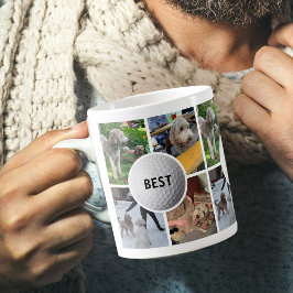 Caneca De Café Melhor Pai de bola de golfe de colagem de fotos