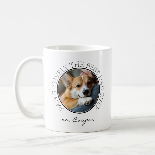 Caneca De Café Melhor Pai De Cachorro Foto Personalizada De Puppy (Esquerda)