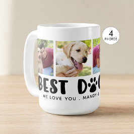 Caneca De Café Melhor PAI DE CÃO moderno para Colagem de 4 Fotos