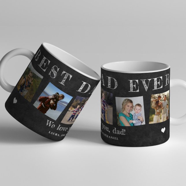 Caneca De Café Melhor pai de colagem de fotos multipersonalizadas (Criador carregado)
