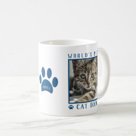 Caneca De Café Melhor Pai de Gato do Mundo Impressão de Pata Azul