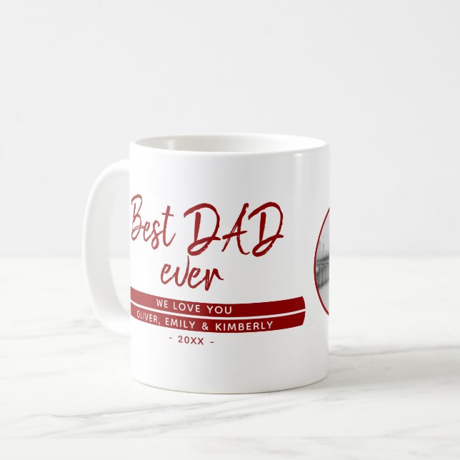 Caneca De Café Melhor Pai de Todos os Tempos Script Vermelho Mode (Frente Esquerda)