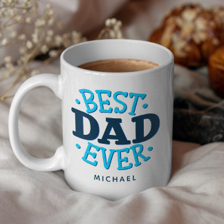Caneca De Café Melhor Pai de Todos Tipografia Azul Retro Personal
