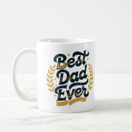 Caneca De Café Melhor Pai de Todos Tipografia Vintage Dourado Azu