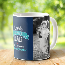 Caneca De Café Melhor Pai do Mundo 2 Foto Turquesa Tipo Azul Mari