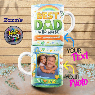 Caneca De Café Melhor Pai do Mundo Arco-íris Colagem de Fotos Per