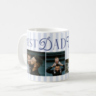 Caneca De Café Melhor Pai do Mundo Listras Azuis 3 Fotos Presente