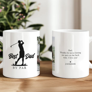 Caneca De Café Melhor Pai Por Par Foto & Mensagem Golfer