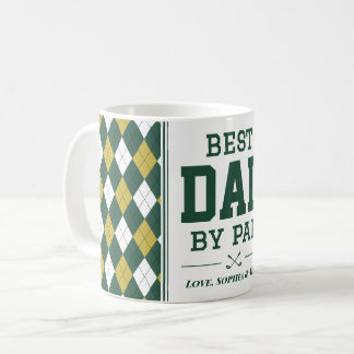 Caneca De Café Melhor Pai por Par – Golfe Xadrez Verde Personaliz