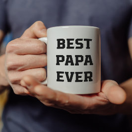 Caneca De Café Melhor Papa Nunca | Texto e Foto Modernos Negros