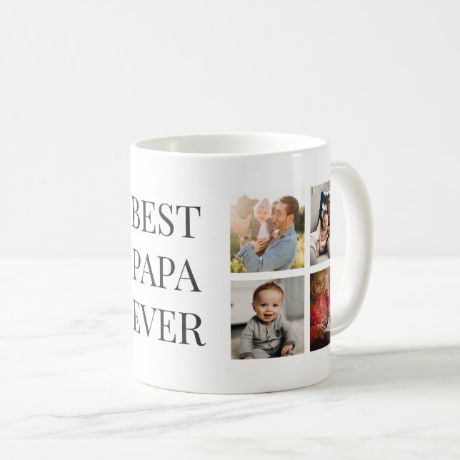 Caneca De Café Melhor Papa personalizado para sempre. (Frente Esquerda)