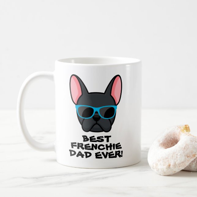 Caneca De Café Melhor Papai Frenchie Dia dos Pais Black Frenchie (Com Donut)