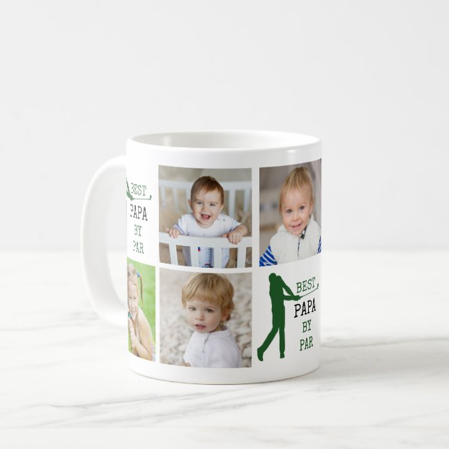 Caneca De Café MELHOR PAPAI POR PAR 7 Fotocolagem (Frente Esquerda)