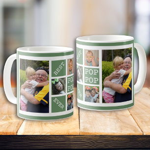 Caneca De Café Melhor Pop de Pop de Colagem de Fotografias Person