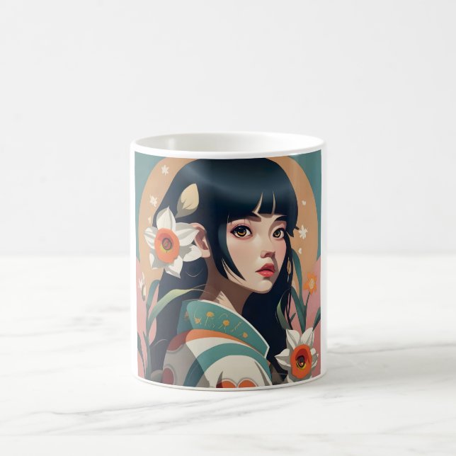 Caneca De Café Melhor presente: Menina de Anime em Kimono Mug (Centro)