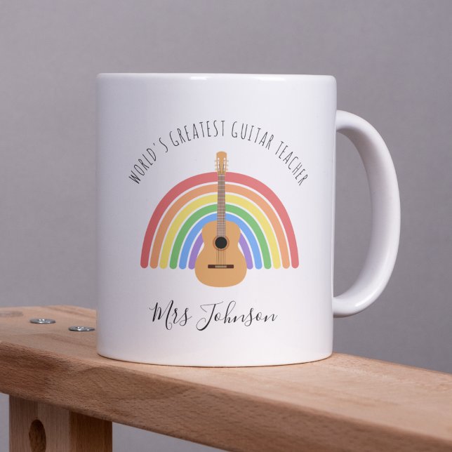 Caneca De Café Melhor Professor de Música Arco-íris Presente Pers (Criador carregado)