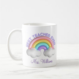 Caneca De Café melhor professor de sempre, arco-íris colorido per