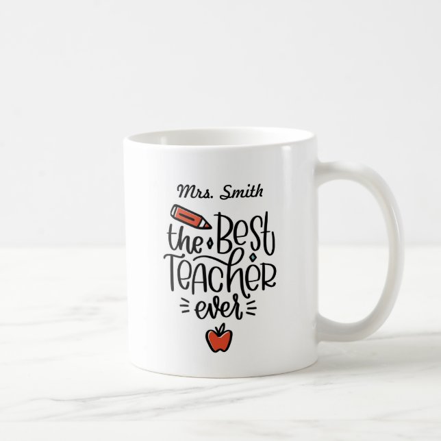 Caneca De Café Melhor Professor Personalizado Alguma Vez (Direita)