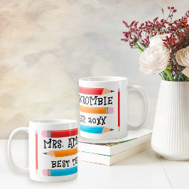 Caneca De Café Melhor Professor Red Yellow Blue Pencils Presente