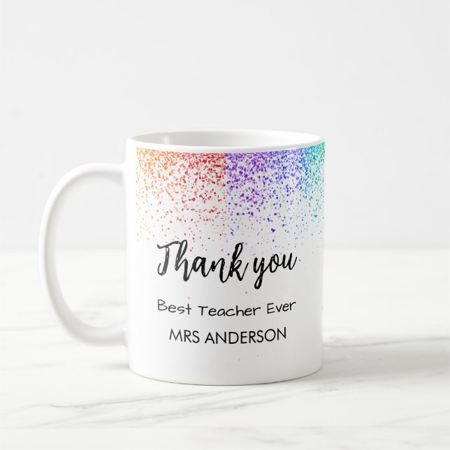 Caneca De Café Melhor Professora Alguma Vez Glitter Mug (Esquerda)