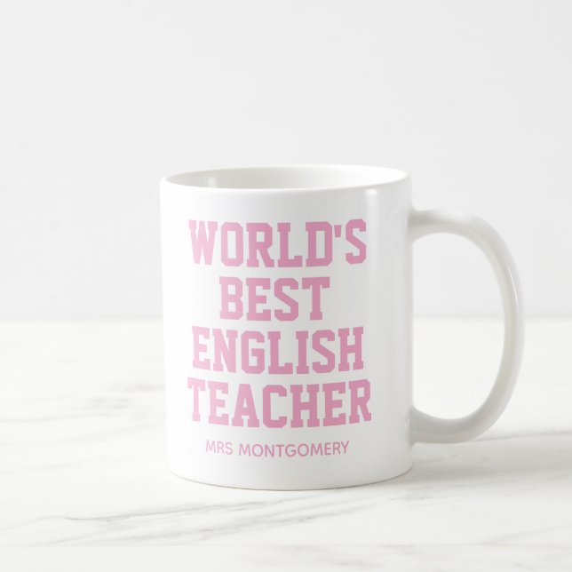 Caneca De Café Melhor Professora de Inglês do Mundo Personalizado (Direita)