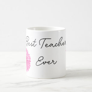 Caneca De Café Melhor Professora de Motif Flor Nunca