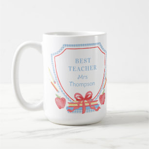 Caneca De Café Melhor Professora Gingham School Crest