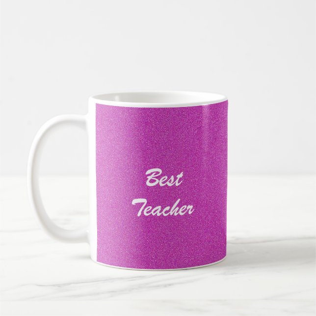 Caneca De Café Melhor Professora, Obrigado, Nome, Rosa Quente (Esquerda)