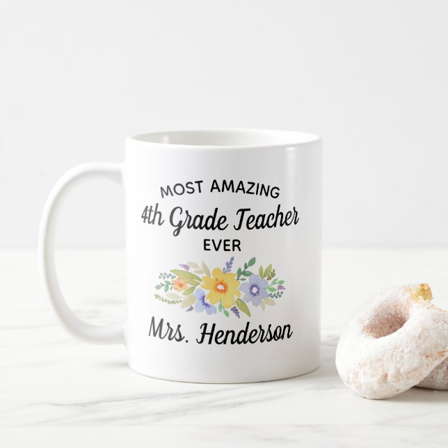 Caneca De Café Melhor Professora Personalizada De Professora Obri (Com Donut)