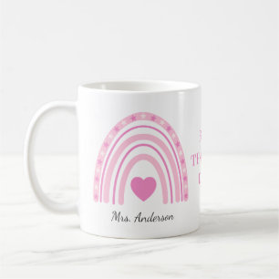 Caneca De Café Melhor Professora Pink Boho Rainbow Name