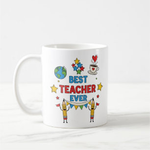 Caneca De Café Melhor Professora Tão Colorida Que Toca Ícones Col