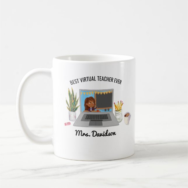 Caneca De Café Melhor Professora Virtual De Sempre | Aprendizagem (Esquerda)