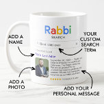 Caneca De Café Melhor Rabino - Fotografia e Mensagem do Resultado<br><div class="desc">Esta engraçada caneca de "Busca no Rabbi" é uma maneira deliciosa e única de mostrar seu apreço pelo incrível rabino em sua vida. Com um logotipo lúdico de "Pesquisa do Rabino", é como se seu amado líder espiritual ganhasse o título de "Melhor Rabino Nunca." O resultado da busca de solteiros...</div>