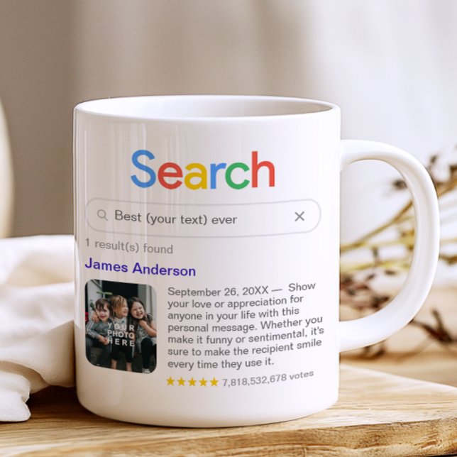 Caneca De Café Melhor Resultado Da Pesquisa Nunca (Customize the mug with your own search term, a name, a photo and your personal message)