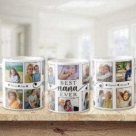 Caneca De Café Melhor Script de Coração de Colagem de Fotos Nana 