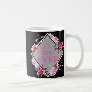 Caneca De Café Melhor Super Mãe Texto Rosa Com Flores Vermelhas