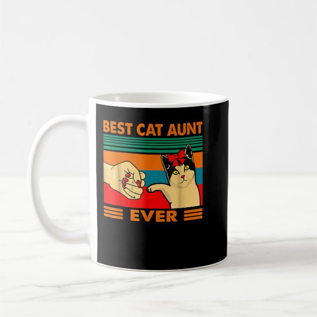 Caneca De Café Melhor Tia De Gato Alguma Vez Mulheres Vintam Ajus (Esquerda)