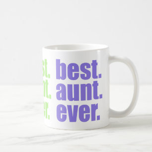 Caneca De Café Melhor Tia de sempre em Violeta, Verde e Coral