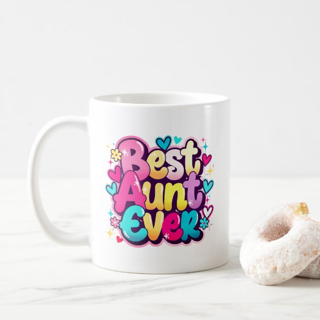 Caneca De Café Melhor Tia de Todos os Tempos (Estilo 4) (Com Donut)