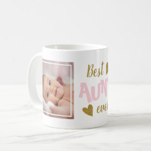 Caneca De Café Melhor Tia Ever 2 Foto Rosa E Dourada Coffee Mug