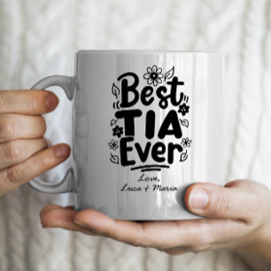 Caneca De Café "Melhor Tia Nunca" com nomes personalizados Tia