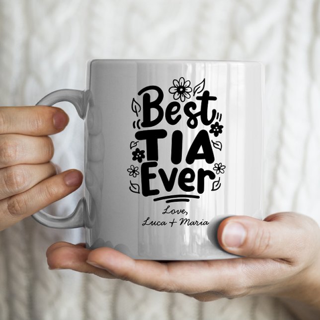 Caneca De Café "Melhor Tia Nunca" com nomes personalizados Tia (Criador carregado)