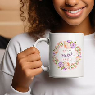 Caneca De Café Melhor Tia Rosa Floral